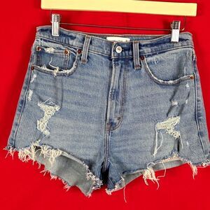 ABERCROMBIE & FITCH High Rise Mom Shorts Curve Love‎ Distressed Womens Size 28/6